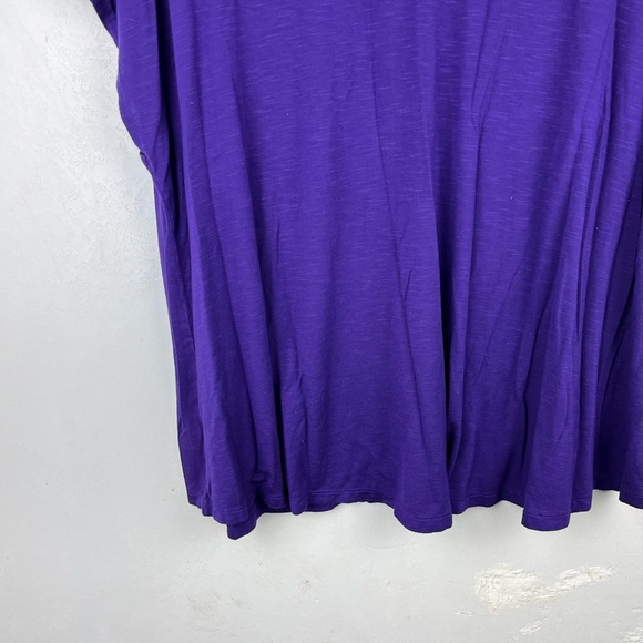 Lane Bryant Swing Tee Solid Purple Short Sleeve Stretch V-neck Business Office - Picture 3 of 9